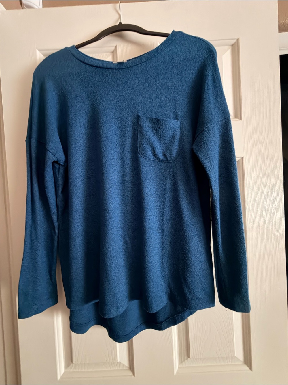 a new day Blue Long-Sleeve Crewneck Sweater with Chest Pocket